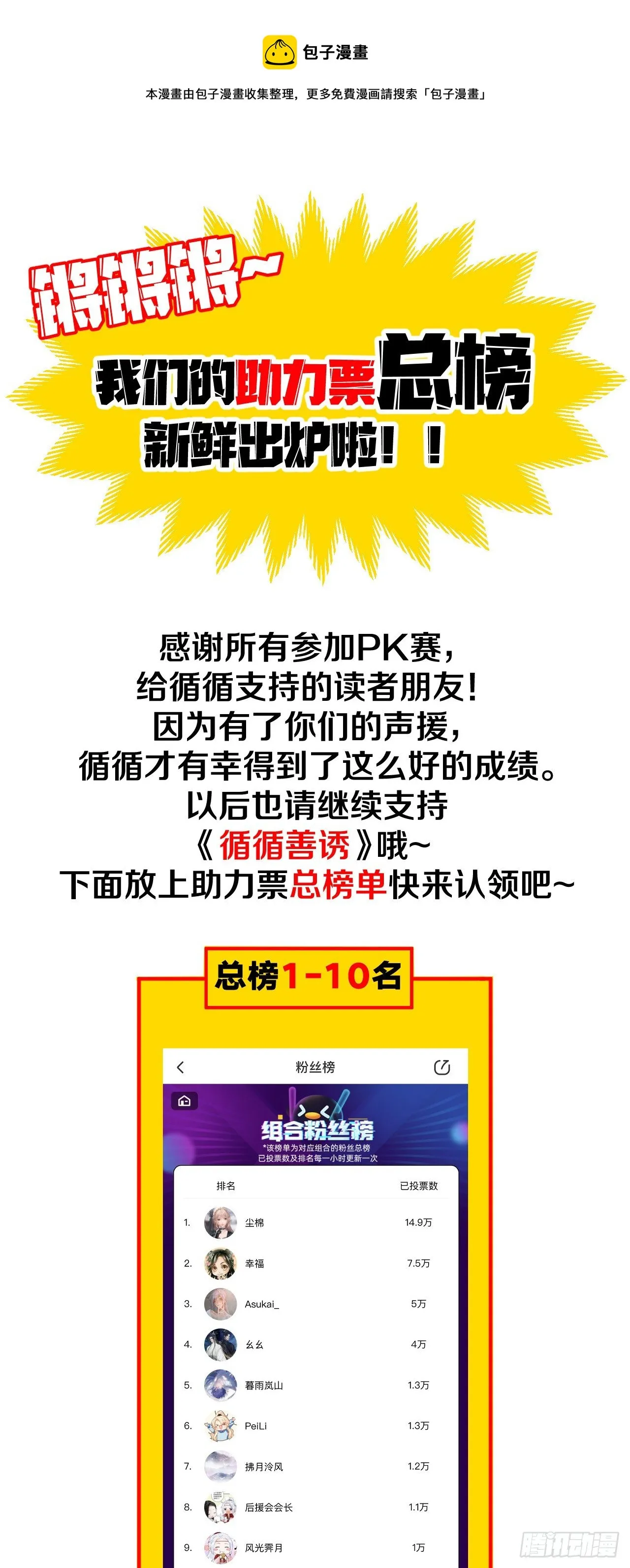 组合PK赛助力票总榜前30名单 第1页
