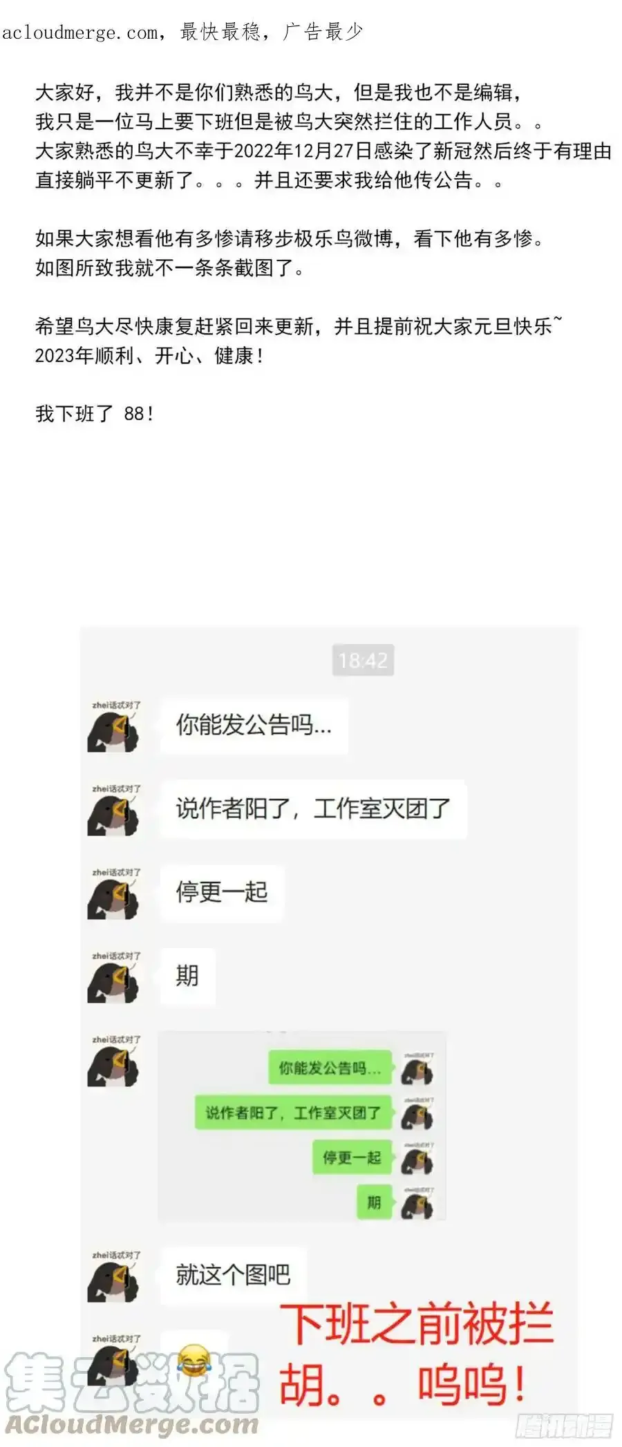 停更公告之作者阳了（上） 第1页